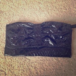 Black patent leather clutch